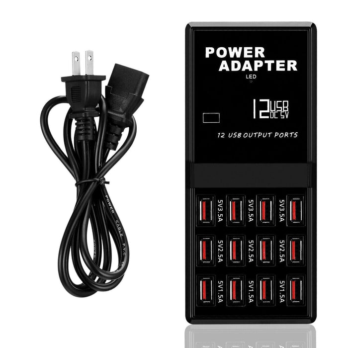 Multi 12 Port USB Charging Station Hub Desktop Wall Cell Phone Charger