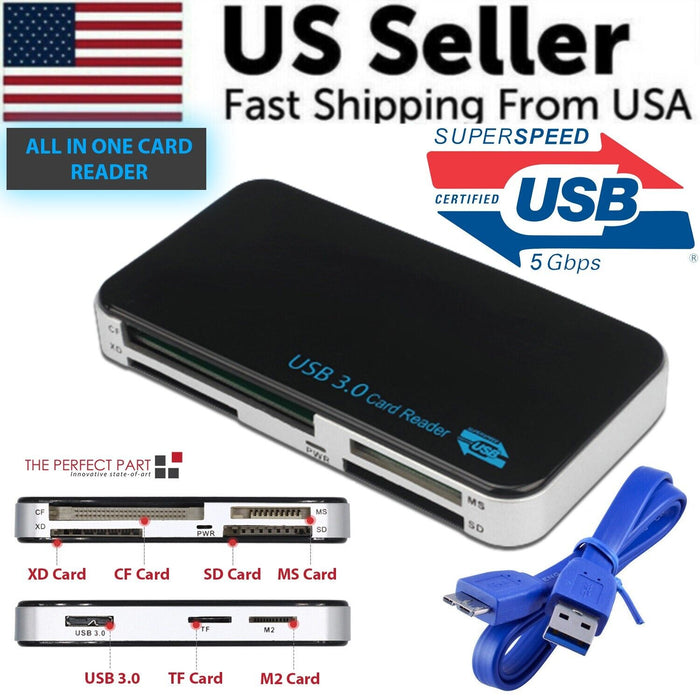 USB 3.0 Memory Card Reader Adapter 5GBPS Fit For CF/TF/SD/Micro