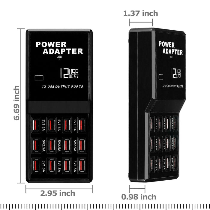 Multi 12 Port USB Charging Station Hub Desktop Wall Cell Phone Charger