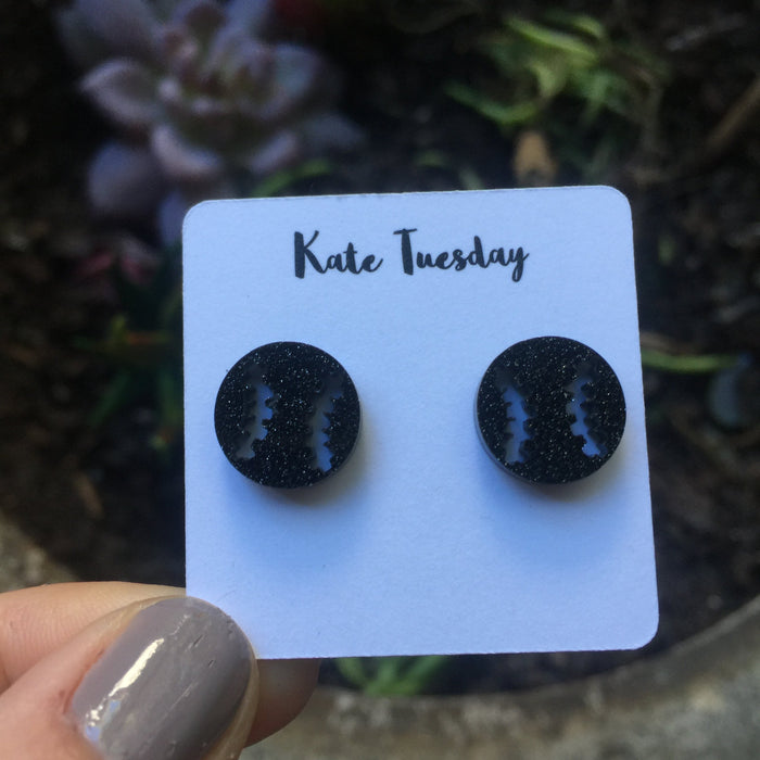 Black Baseball Stud Acrylic Earrings