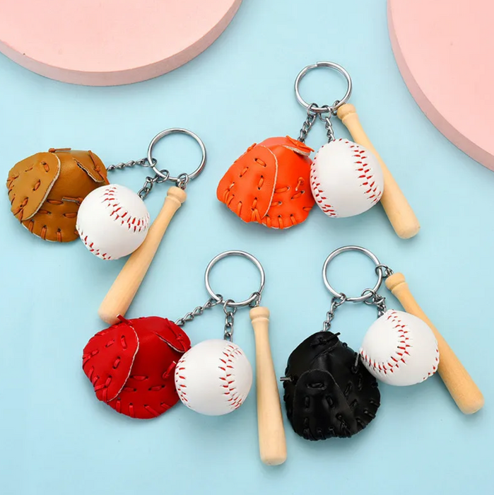 Baseball Bat Glove and Ball Key Chain