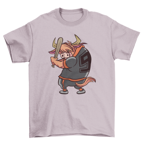 Highland cow playing baseball t-shirt