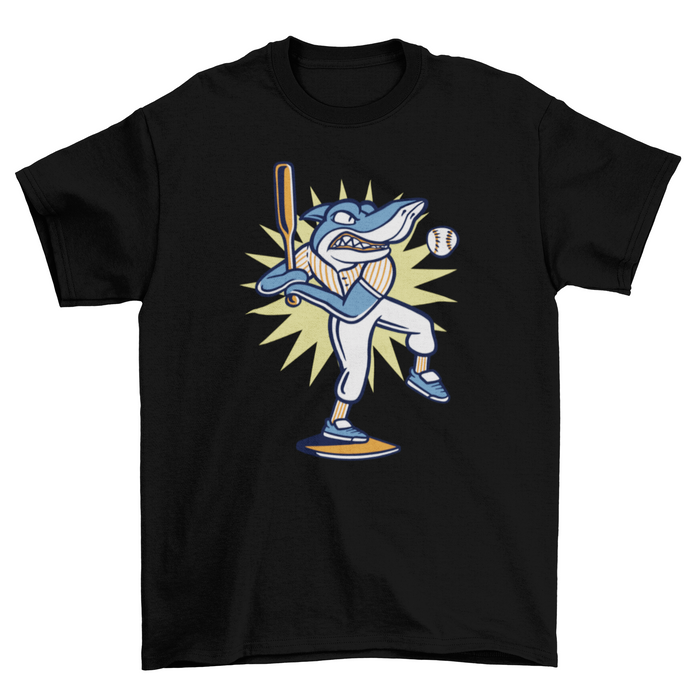 Baseball player shark t-shirt