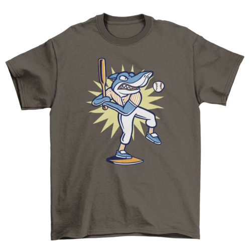 Baseball player shark t-shirt