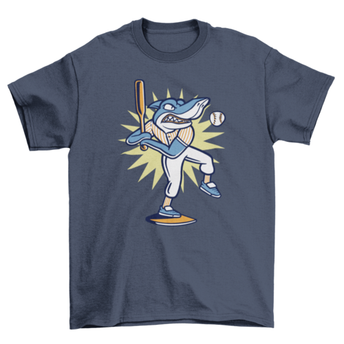 Baseball player shark t-shirt