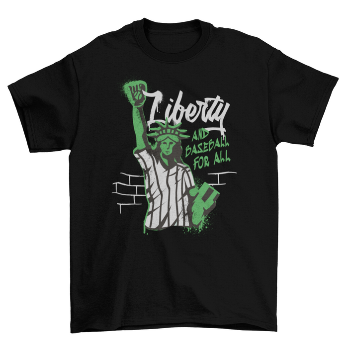 Liberty statue graffiti baseball t-shirt