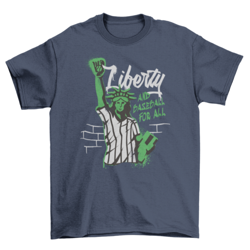 Liberty statue graffiti baseball t-shirt