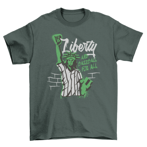 Liberty statue graffiti baseball t-shirt