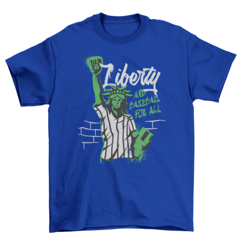 Liberty statue graffiti baseball t-shirt