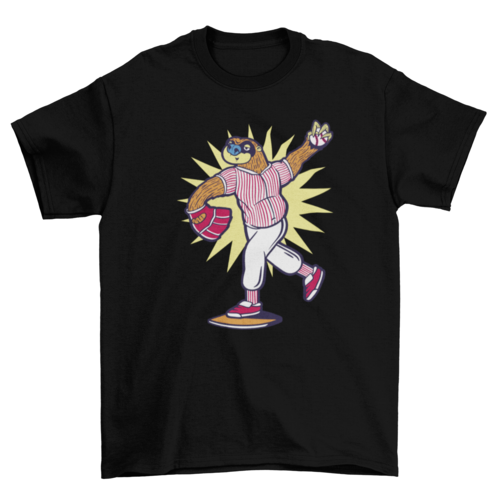 Baseball sloth character t-shirt