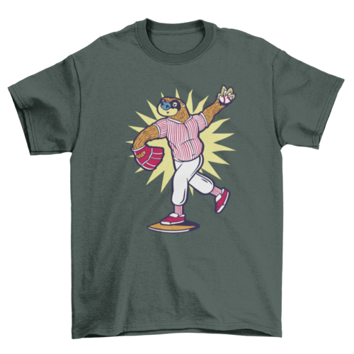 Baseball sloth character t-shirt