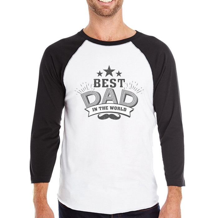 Best Dad In The World Mens 3/4 Sleeve Baseball Tee