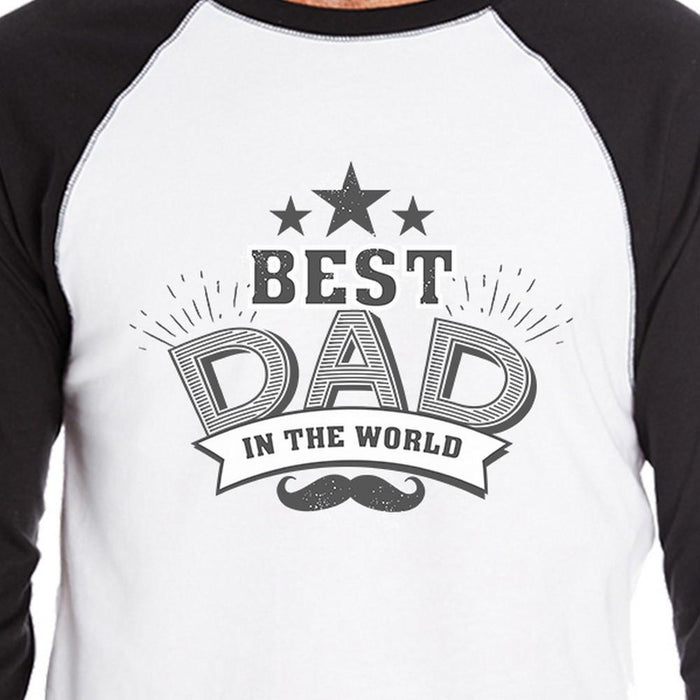 Best Dad In The World Mens 3/4 Sleeve Baseball Tee